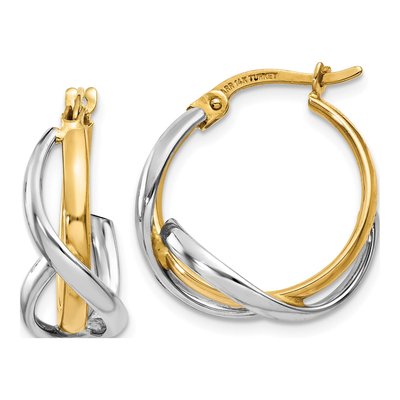 14K Two-Tone Gold 20mm Twisted Hoop Earrings