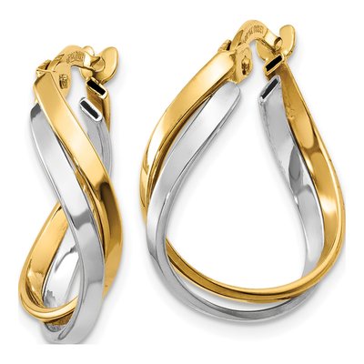 14K Two-Tone Gold 19mm Twisted Hoop Earrings – view 3