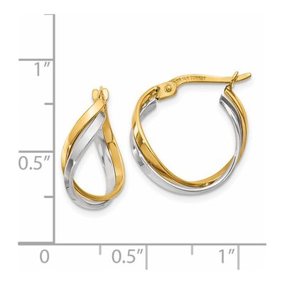 14K Two-Tone Gold 19mm Twisted Hoop Earrings – view 5