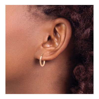 14K Rose Gold 15mm Diamond-Cut Hoop Earrings – view 3