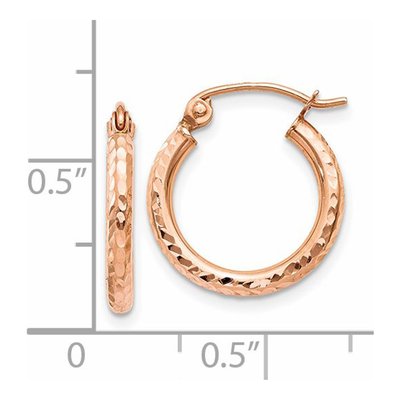 14K Rose Gold 15mm Diamond-Cut Hoop Earrings – view 4