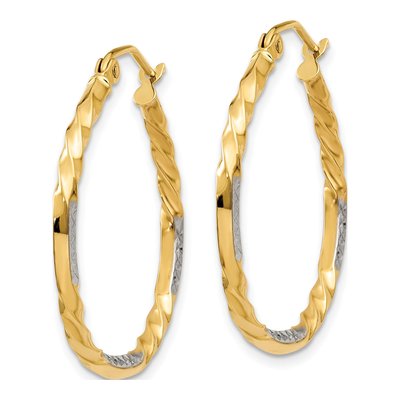14K Yellow Gold 27mm Twisted Hoop Earrings – view 3