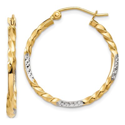 14K Yellow Gold 27mm Twisted Hoop Earrings