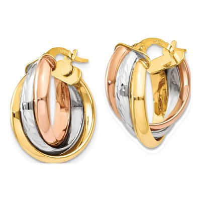 14K Tri-Color Gold 21mm Hoop Earrings – view 3