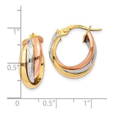 14K Tri-Color Gold 21mm Hoop Earrings – view 4