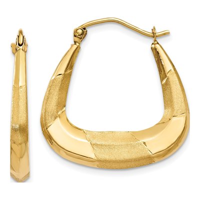 14K Yellow Gold 23mm Diamond-Cut Hoop Earrings