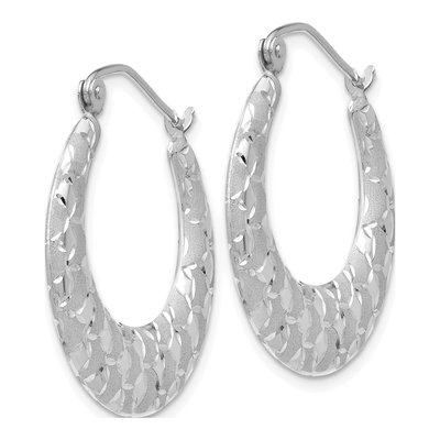14K White Gold 26mm Diamond-Cut Hoop Earrings – view 2