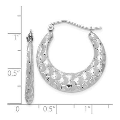 14K White Gold 26mm Diamond-Cut Hoop Earrings – view 4