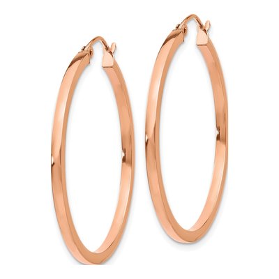14K Rose Gold 35mm Square-Tube Hoop Earrings – view 3