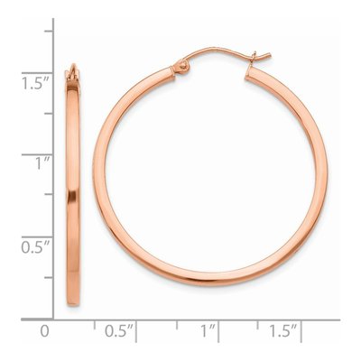 14K Rose Gold 35mm Square-Tube Hoop Earrings – view 5