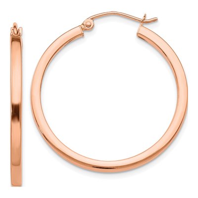 14K Rose Gold 30mm Square-Tube Hoop Earrings