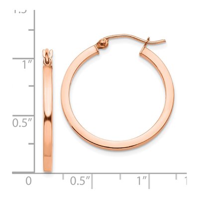 14K Rose Gold 25mm Square-Tube Hoop Earrings – view 5