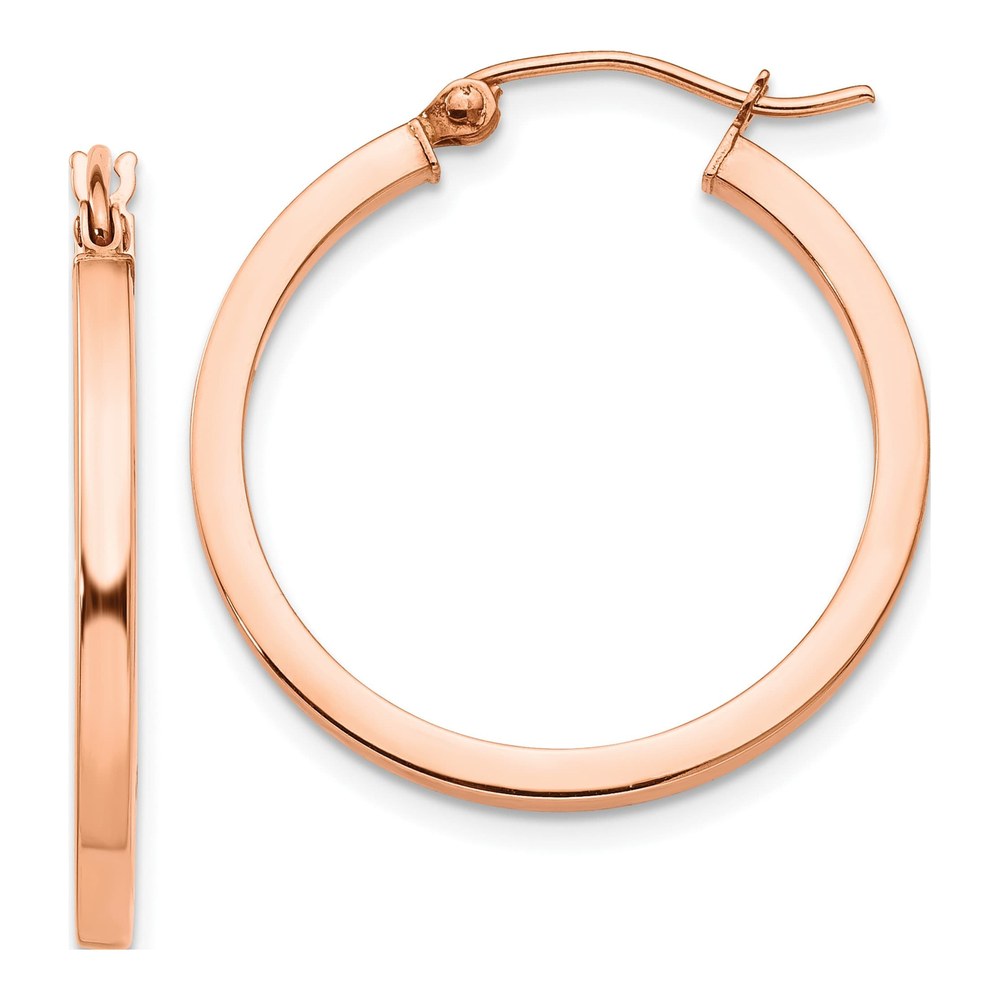 14K Rose Gold 25mm Square-Tube Hoop Earrings