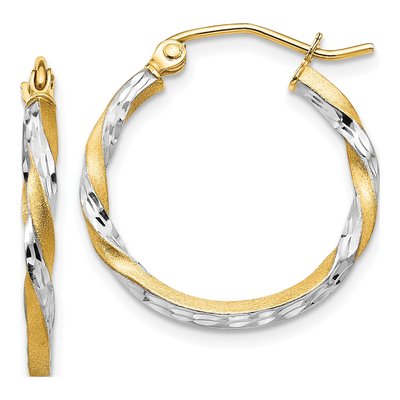 14K Yellow Gold 20mm Twisted Hoop Earrings