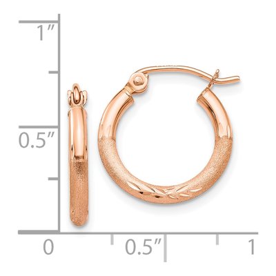 14K Rose Gold 15mm Diamond-Cut Hoop Earrings – view 5