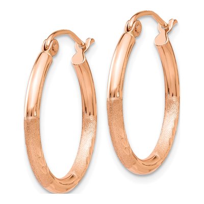 14K Rose Gold 20mm Diamond-Cut Tube Hoop Earrings – view 3