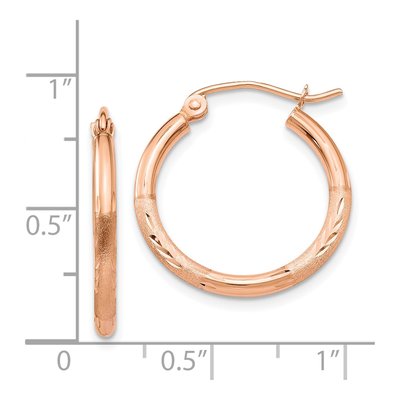14K Rose Gold 20mm Diamond-Cut Tube Hoop Earrings – view 5