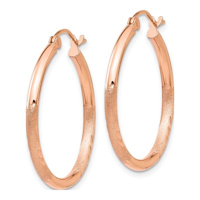 14K Rose Gold 25mm Diamond-Cut Hoop Earrings – view 3