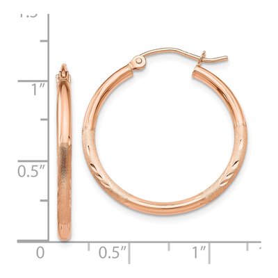14K Rose Gold 25mm Diamond-Cut Hoop Earrings – view 5