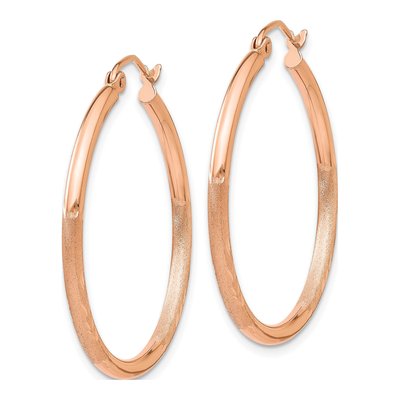14K Rose Gold 30mm Diamond-Cut Tube Hoop Earrings – view 3