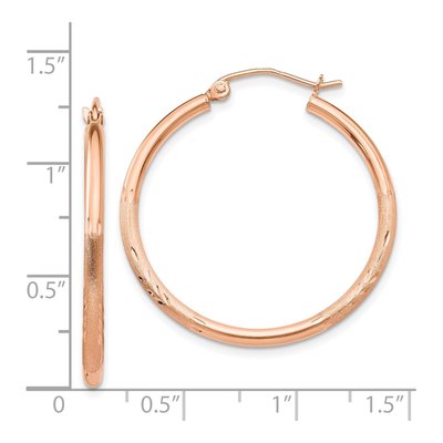 14K Rose Gold 30mm Diamond-Cut Tube Hoop Earrings – view 5