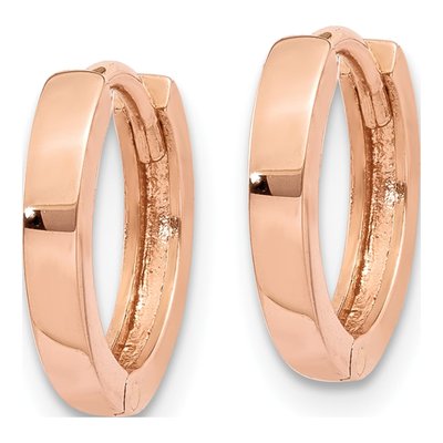 14K Rose Gold 11mm Round Huggie Hoop Earrings – view 2