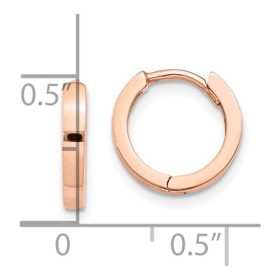 14K Rose Gold 11mm Round Huggie Hoop Earrings – view 4