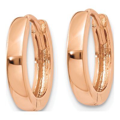14K Rose Gold 11mm Huggie Hoop Earrings – view 3