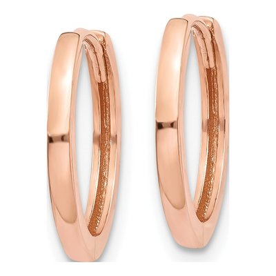 14K Rose Gold 13mm Small Huggie Hoop Earrings – view 3