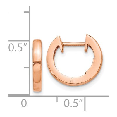 14K Rose Gold 13mm Huggie Hoop Earrings – view 5