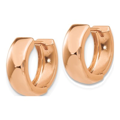 14K Rose Gold 12mm Huggie Hoop Earrings – view 3