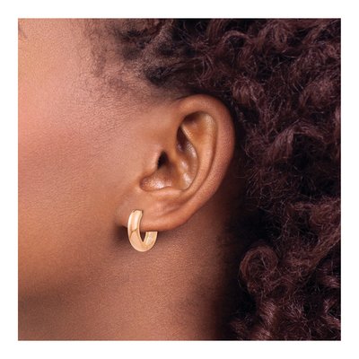 14K Rose Gold 15mm Huggie Hoop Earrings – view 3