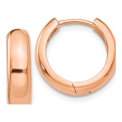 14K Rose Gold 15mm Huggie Hoop Earrings