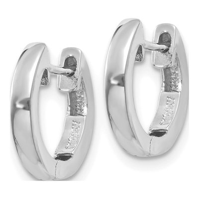 14K White Gold 13mm Huggie Hoop Earrings – view 3