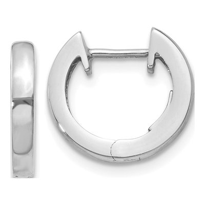 14K White Gold 13mm Huggie Hoop Earrings