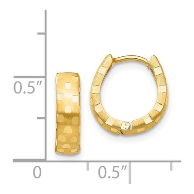 14K Yellow Gold 14mm Diamond-Cut Huggie Hoop Earrings – view 4