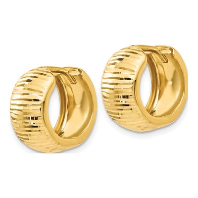 14K Yellow Gold 16mm Textured Huggie Hoop Earrings – view 3