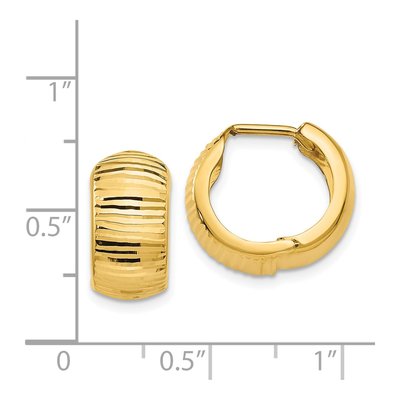 14K Yellow Gold 16mm Textured Huggie Hoop Earrings – view 5