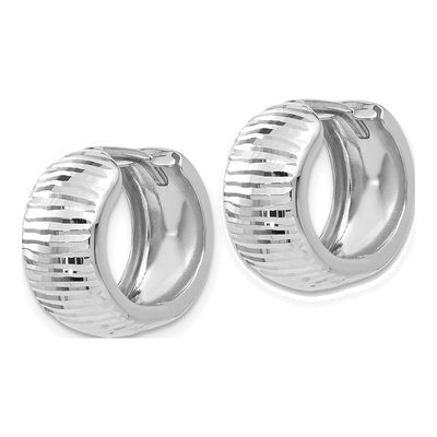 14K White Gold 16mm Textured Huggie Hoop Earrings – view 3