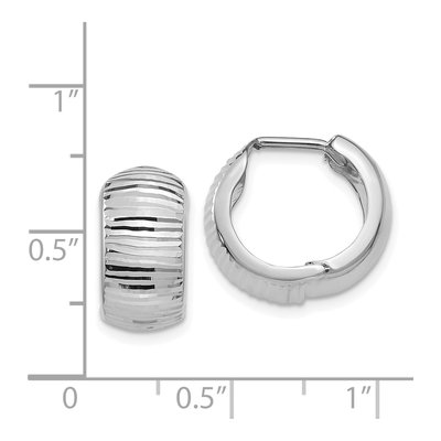 14K White Gold 16mm Textured Huggie Hoop Earrings – view 5