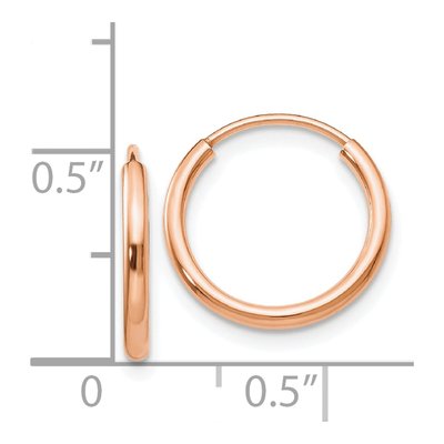 14K Rose Gold 14mm Endless Tube Hoop Earrings – view 5