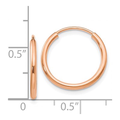 14K Rose Gold 16mm Endless Tube Hoop Earrings – view 5