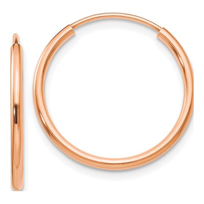 14K Rose Gold 18mm Endless Tube Hoop Earrings