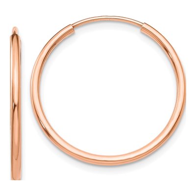 14K Rose Gold 20mm Endless Tube Hoop Earrings