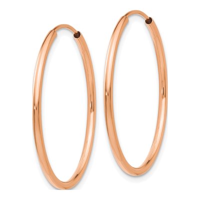 14K Rose Gold 25mm Endless Tube Hoop Earrings – view 3