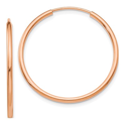 14K Rose Gold 25mm Endless Tube Hoop Earrings