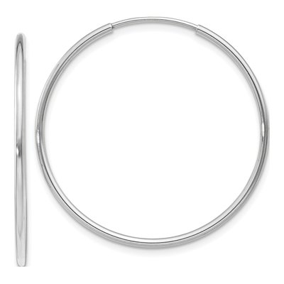 14K White Gold 30mm Endless Tube Hoop Earrings