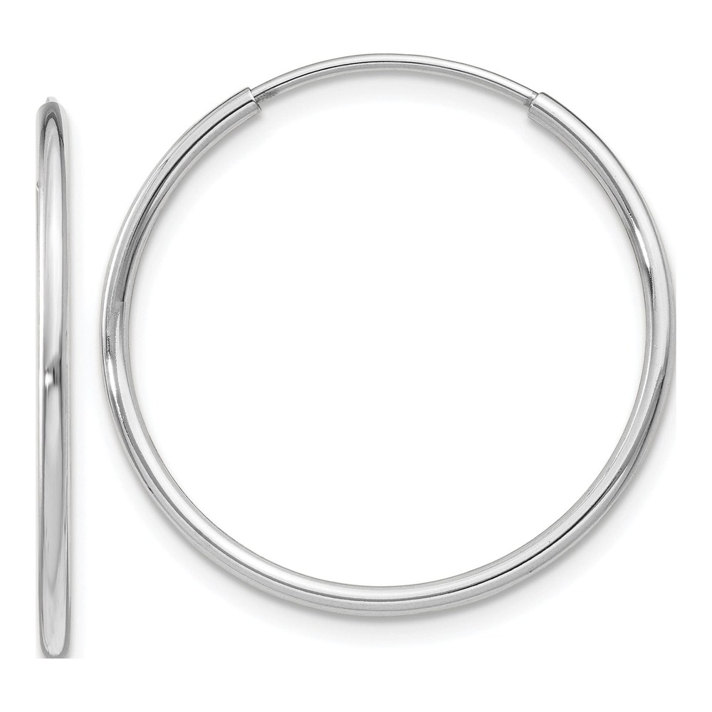 14K White Gold Endless Tube Hoop Earrings, 25mm