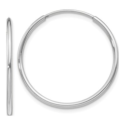 14K White Gold 25mm Endless Tube Hoop Earrings