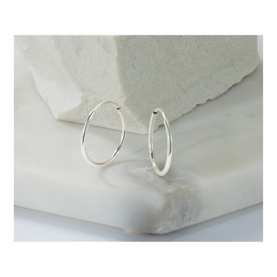 14K White Gold 16mm Endless Tube Hoop Earrings – view 6
